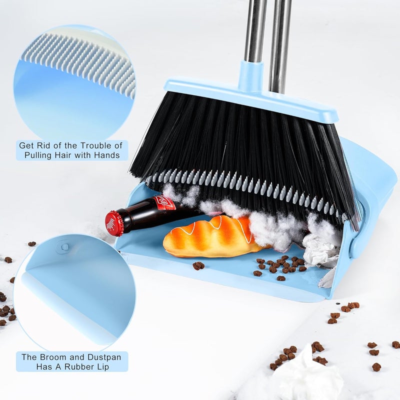 BSKLIN Broom and Dustpan Set, House Broom for Sweeping Indoor Collapsible Broom with Dust Pan Combo Set for Home Office Kitchen Lobby Floor Pet Hair - Image 5